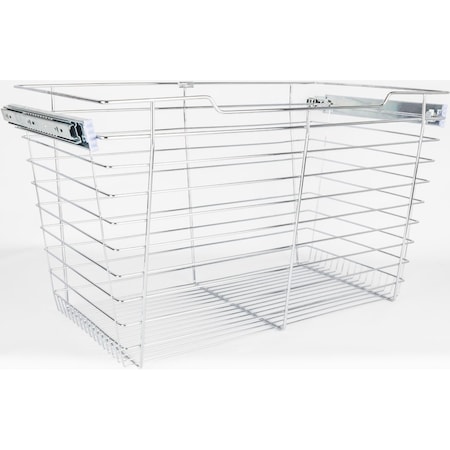Hardware Resources Chrome Closet Pullout Basket with Slides 14"Dx29"Wx17"H POB1-142917CH
